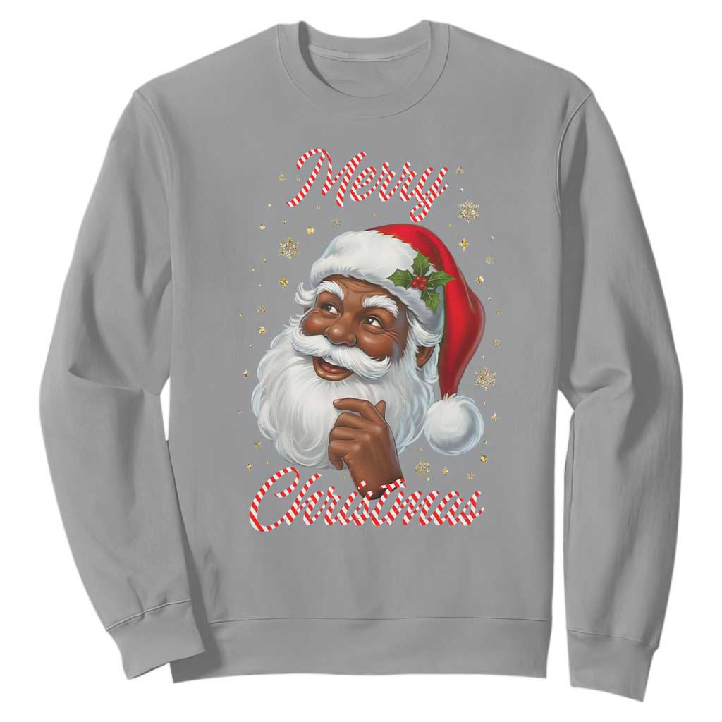 Merry Christmas Black Santa Claus Sweatshirt Retro Nostalgic Festive Holiday TS02 Sport Gray Print Your Wear
