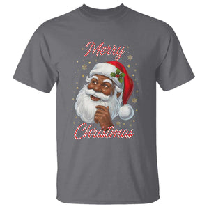 Merry Christmas Black Santa Claus T Shirt Retro Nostalgic Festive Holiday TS02 Charcoal Print Your Wear