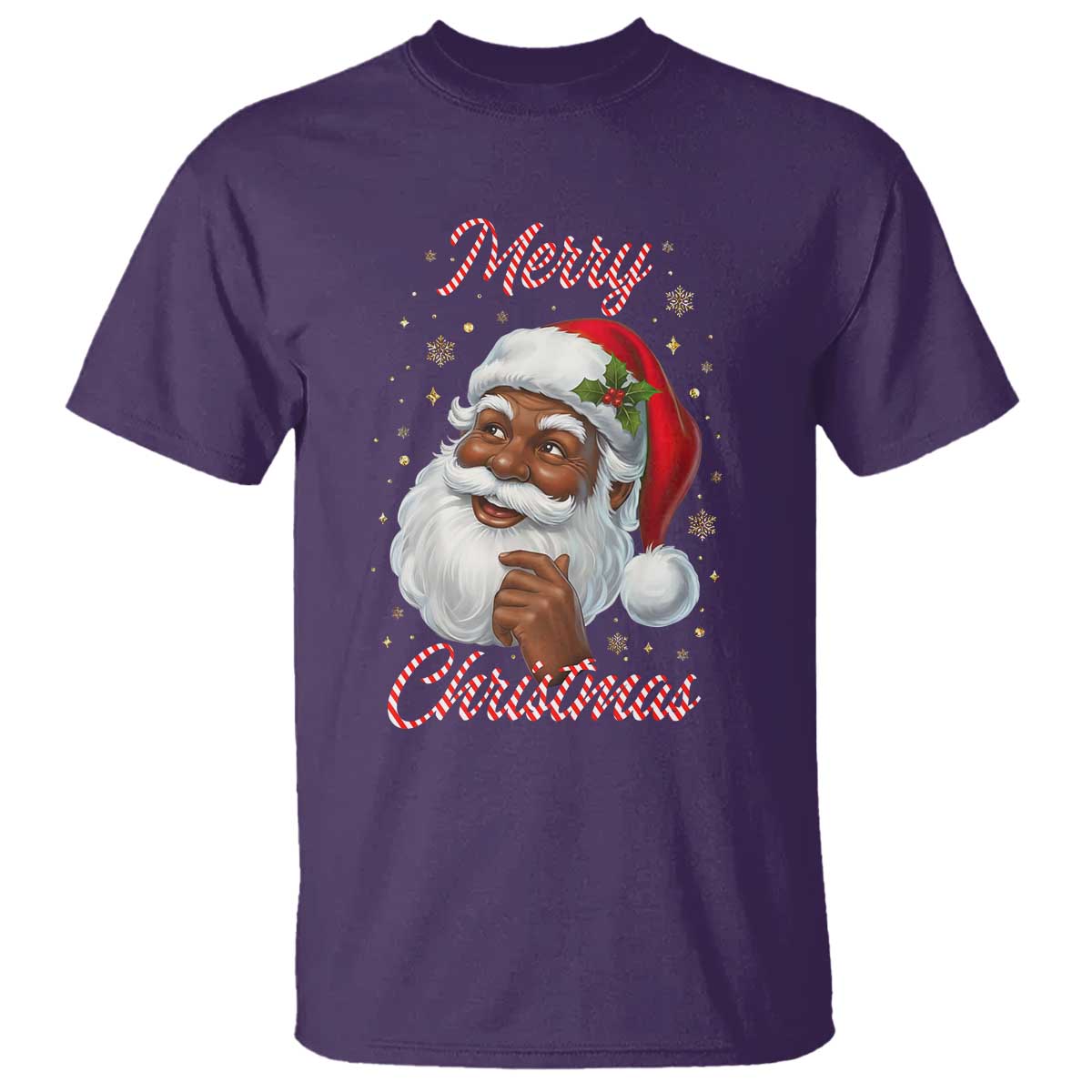 Merry Christmas Black Santa Claus T Shirt Retro Nostalgic Festive Holiday TS02 Purple Print Your Wear