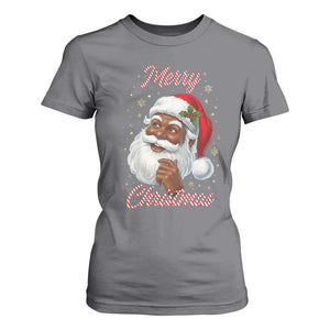 Merry Christmas Black Santa Claus T Shirt For Women Retro Nostalgic Festive Holiday TS02 Charcoal Print Your Wear