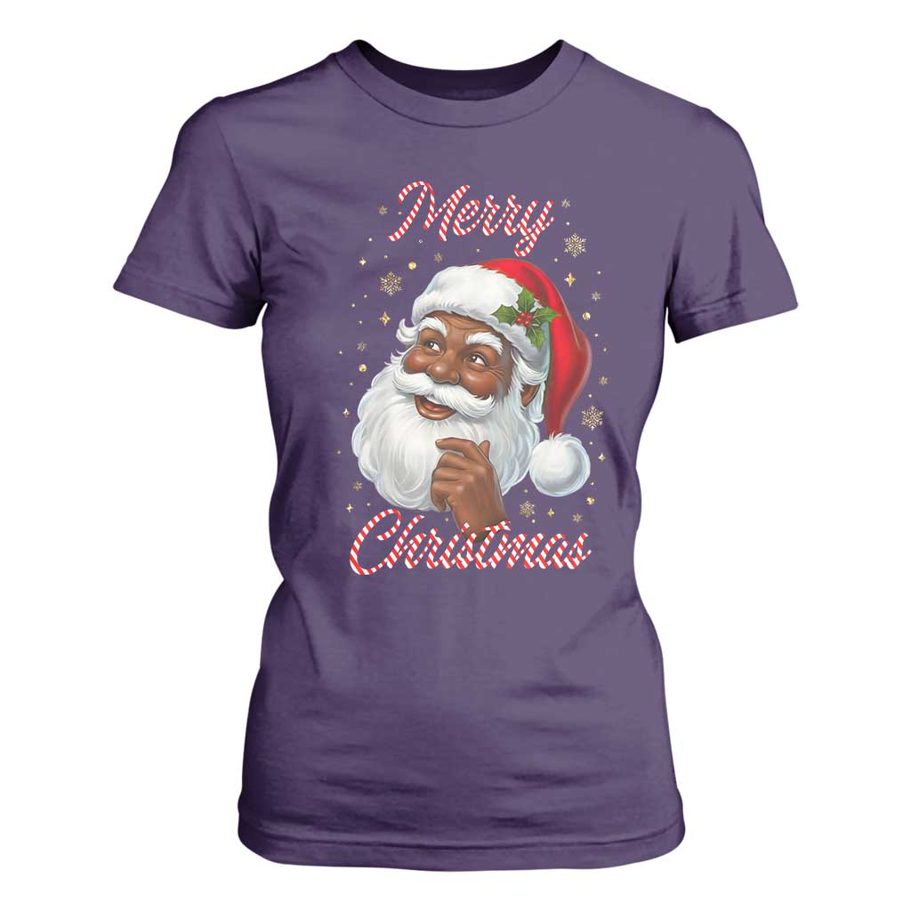 Merry Christmas Black Santa Claus T Shirt For Women Retro Nostalgic Festive Holiday TS02 Purple Print Your Wear