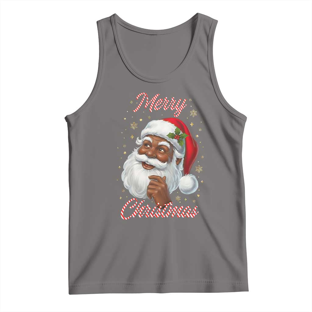 Merry Christmas Black Santa Claus Tank Top Retro Nostalgic Festive Holiday TS02 Deep Heather Print Your Wear