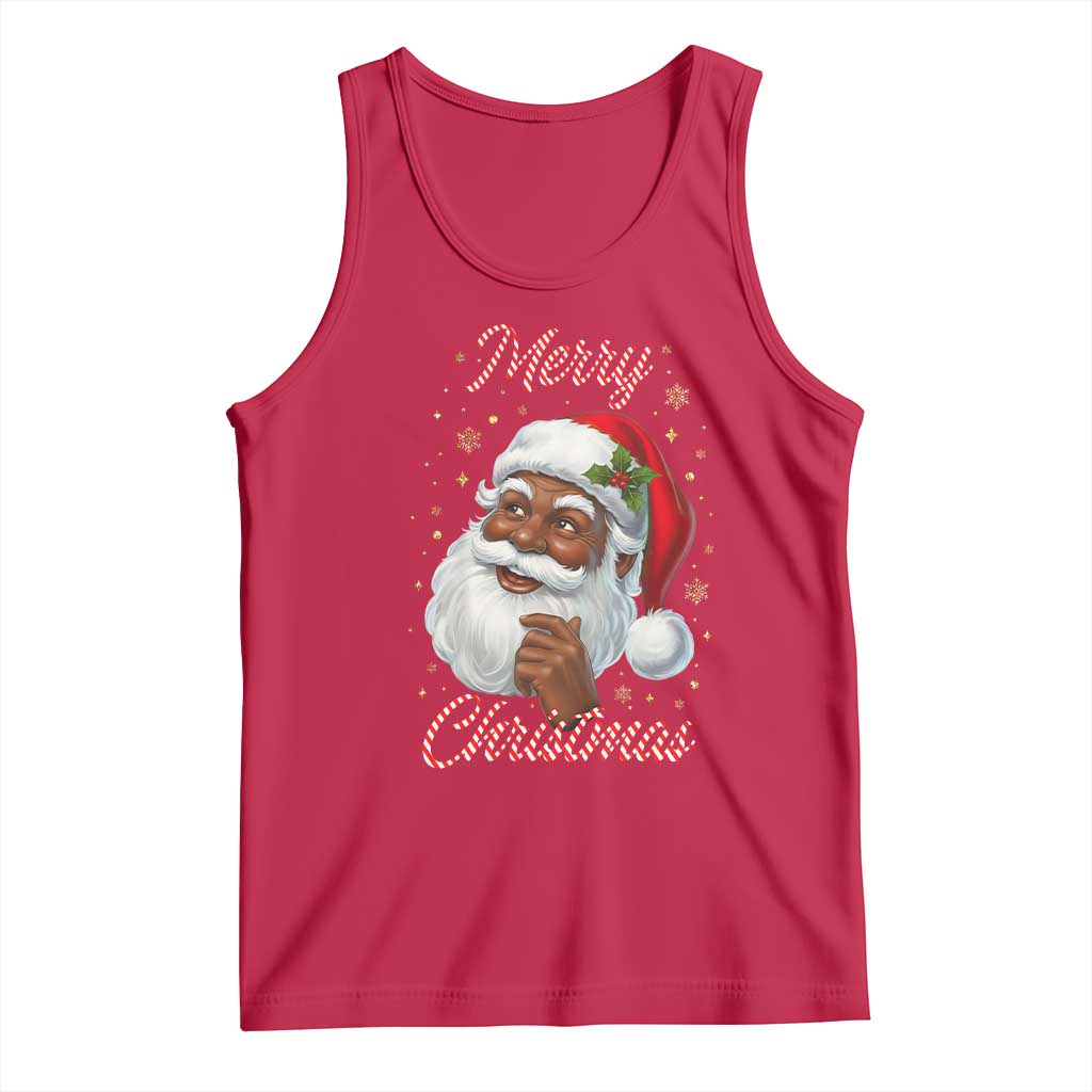 Merry Christmas Black Santa Claus Tank Top Retro Nostalgic Festive Holiday TS02 Red Print Your Wear