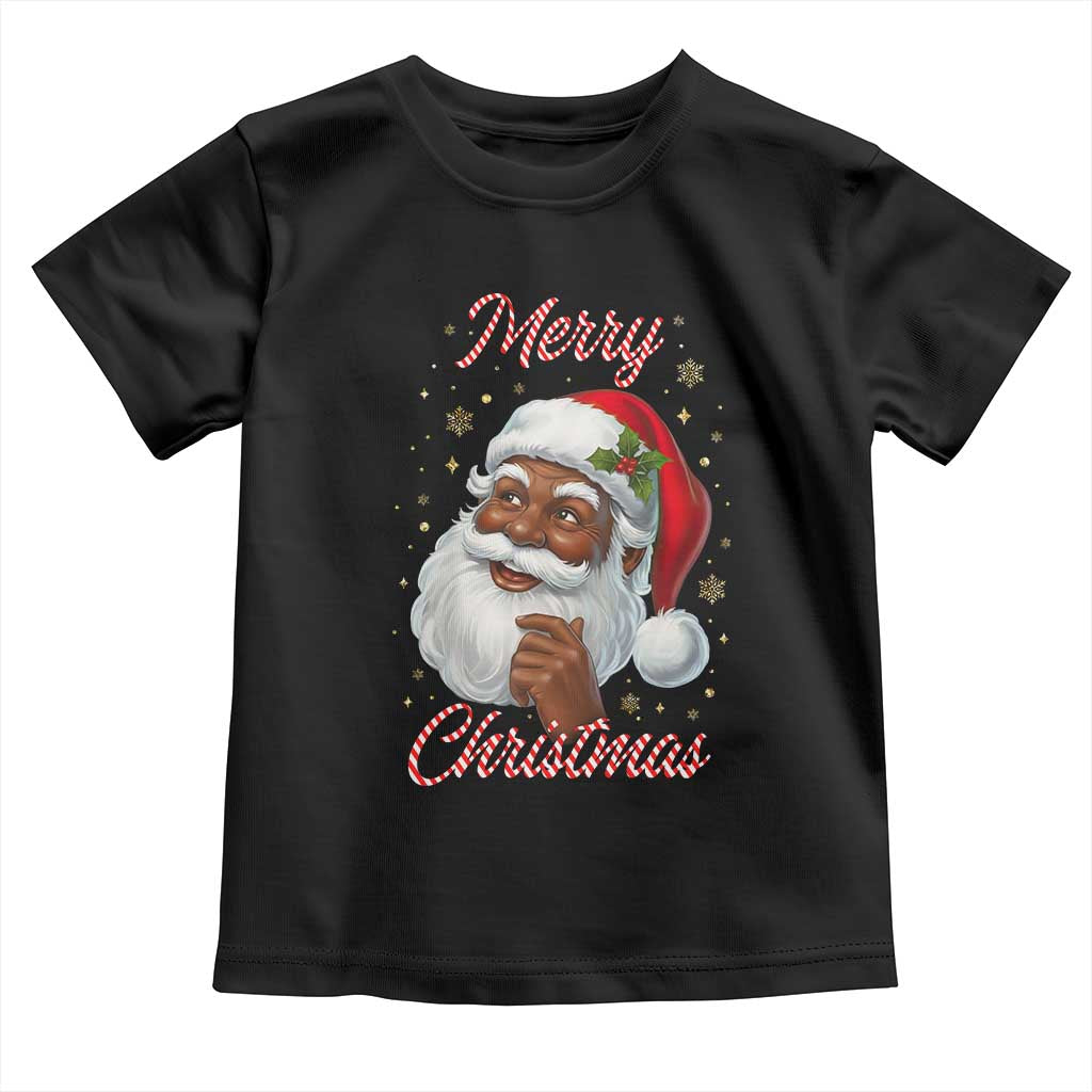 Merry Christmas Black Santa Claus Toddler T Shirt Retro Nostalgic Festive Holiday TS02 Black Print Your Wear