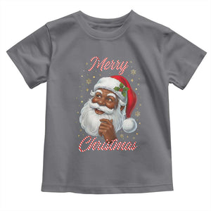 Merry Christmas Black Santa Claus Toddler T Shirt Retro Nostalgic Festive Holiday TS02 Charcoal Print Your Wear