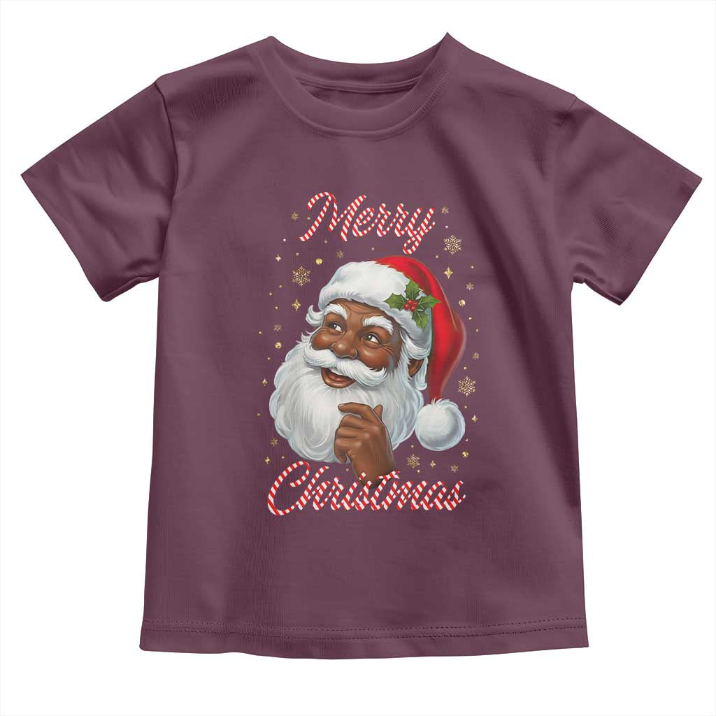 Merry Christmas Black Santa Claus Toddler T Shirt Retro Nostalgic Festive Holiday TS02 Maroon Print Your Wear