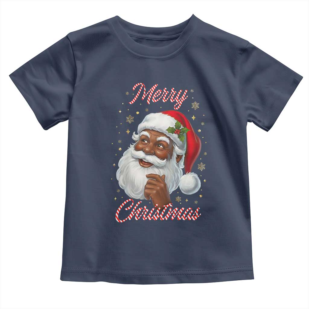 Merry Christmas Black Santa Claus Toddler T Shirt Retro Nostalgic Festive Holiday TS02 Navy Print Your Wear