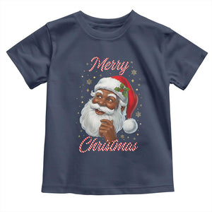 Merry Christmas Black Santa Claus Toddler T Shirt Retro Nostalgic Festive Holiday TS02 Navy Print Your Wear