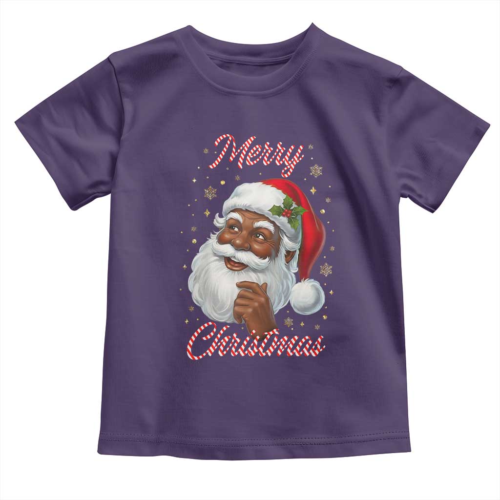 Merry Christmas Black Santa Claus Toddler T Shirt Retro Nostalgic Festive Holiday TS02 Purple Print Your Wear
