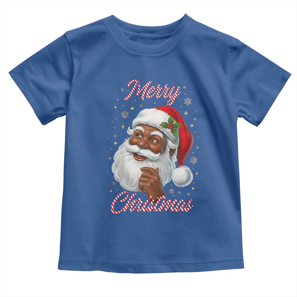 Merry Christmas Black Santa Claus Toddler T Shirt Retro Nostalgic Festive Holiday TS02 Royal Blue Print Your Wear