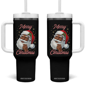 Merry Christmas Black Santa Claus Tumbler With Handle Retro Nostalgic Festive Holiday TS02 One Size: 40 oz Black Print Your Wear