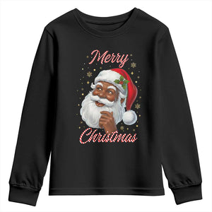 Merry Christmas Black Santa Claus Youth Sweatshirt Retro Nostalgic Festive Holiday TS02 Black Print Your Wear