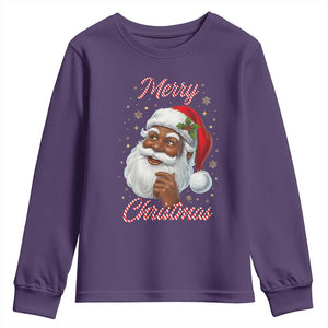 Merry Christmas Black Santa Claus Youth Sweatshirt Retro Nostalgic Festive Holiday TS02 Purple Print Your Wear