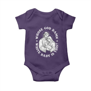 Funny Nativity Christmas Baby Onesie Whose God Damn White Baby Is This Irreverent Holiday Humor TS02 Purple Print Your Wear