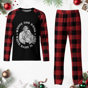 Funny Nativity Christmas Plaid Pajama Set Whose God Damn White Baby Is This Irreverent Holiday Humor TS02 Buffalo Plaid Print Your Wear