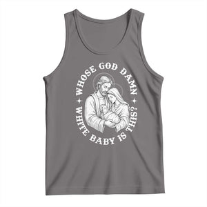 Funny Nativity Christmas Tank Top Whose God Damn White Baby Is This Irreverent Holiday Humor TS02 Deep Heather Print Your Wear