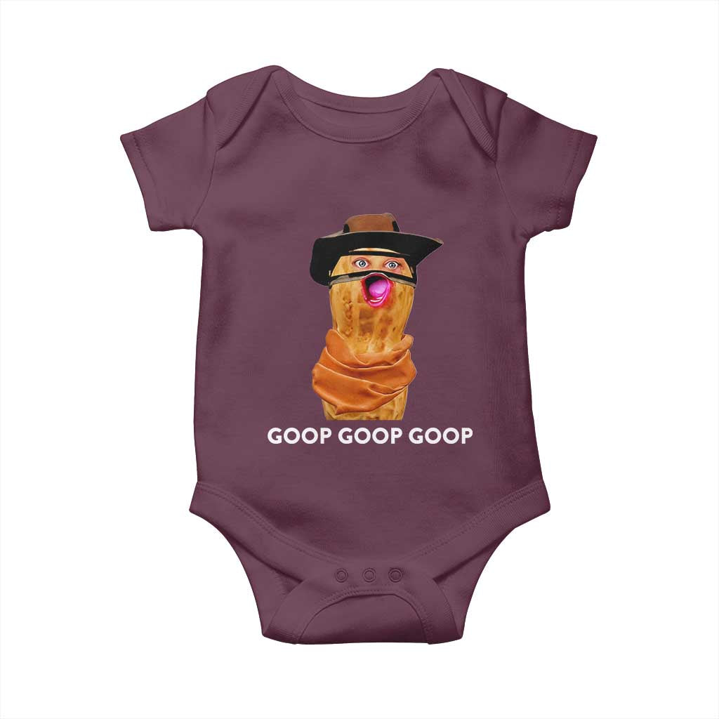 Goop Goop Goop Meme Baby Onesie Unhinged Cowboy Peanut Core Weirdos TS02 Maroon Print Your Wear