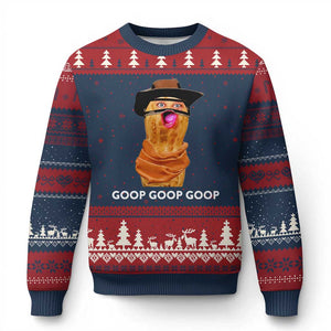 Goop Goop Goop Meme Ugly Christmas Sweater Unhinged Cowboy Peanut Core Weirdos TS02 Navy Red Print Your Wear