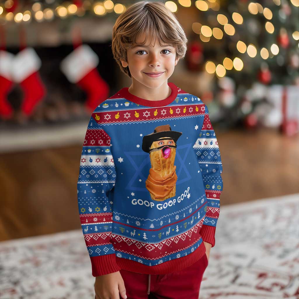 Goop Goop Goop Meme Hanukkah Ugly Sweater Unhinged Cowboy Peanut Core Weirdos TS02 Blue Red Print Your Wear