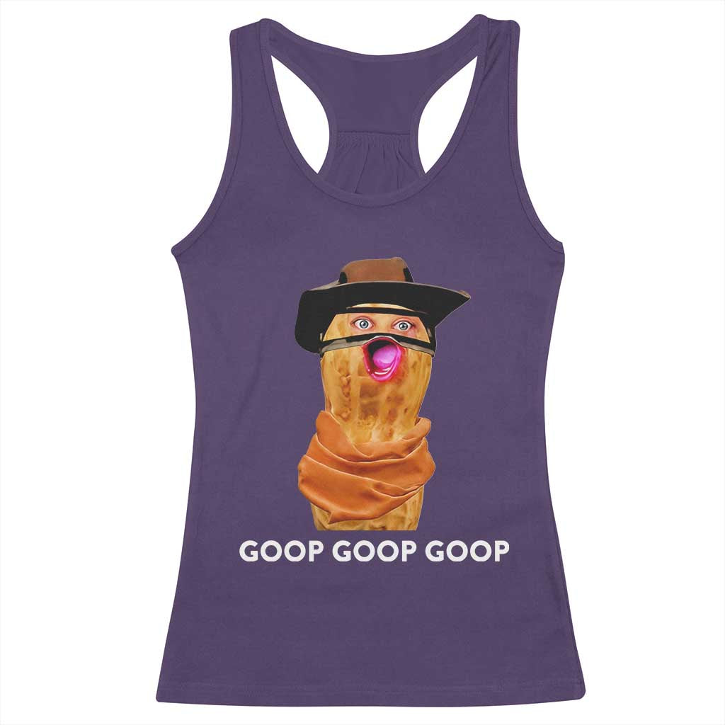 Goop Goop Goop Meme Racerback Tank Top Unhinged Cowboy Peanut Core Weirdos TS02 Purple Print Your Wear