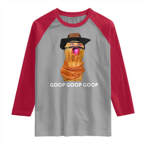 Goop Goop Goop Meme Raglan Shirt Unhinged Cowboy Peanut Core Weirdos TS02 Sport Gray Red Print Your Wear