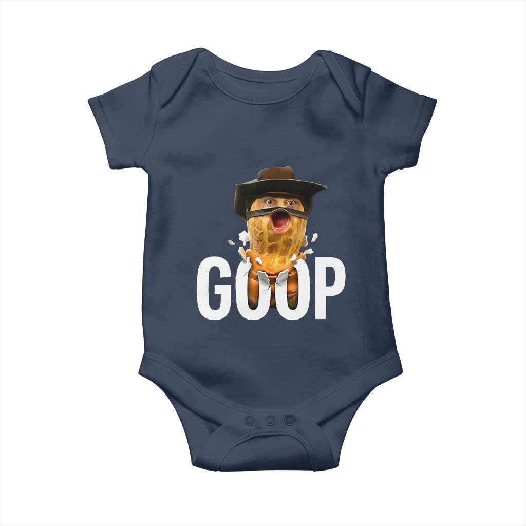 Goop Meme Explosion Baby Onesie Screaming Peanut Cowboy Brainrot Energy TS02 Navy Print Your Wear
