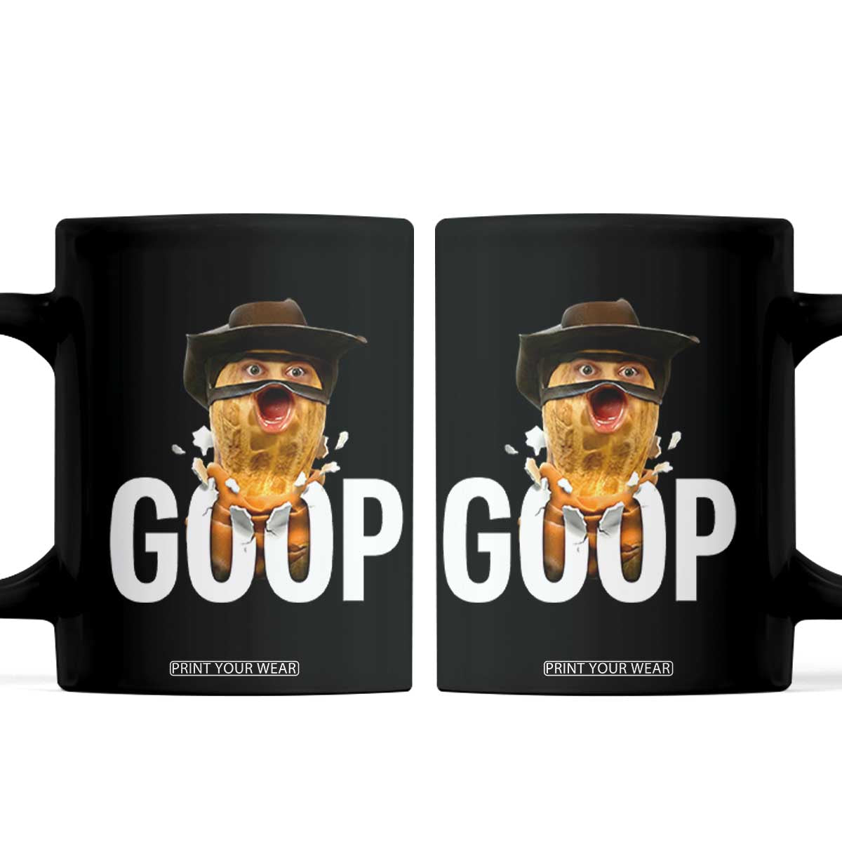 Goop Meme Explosion Coffee Mug Screaming Peanut Cowboy Brainrot Energy TS02 Black Print Your Wear