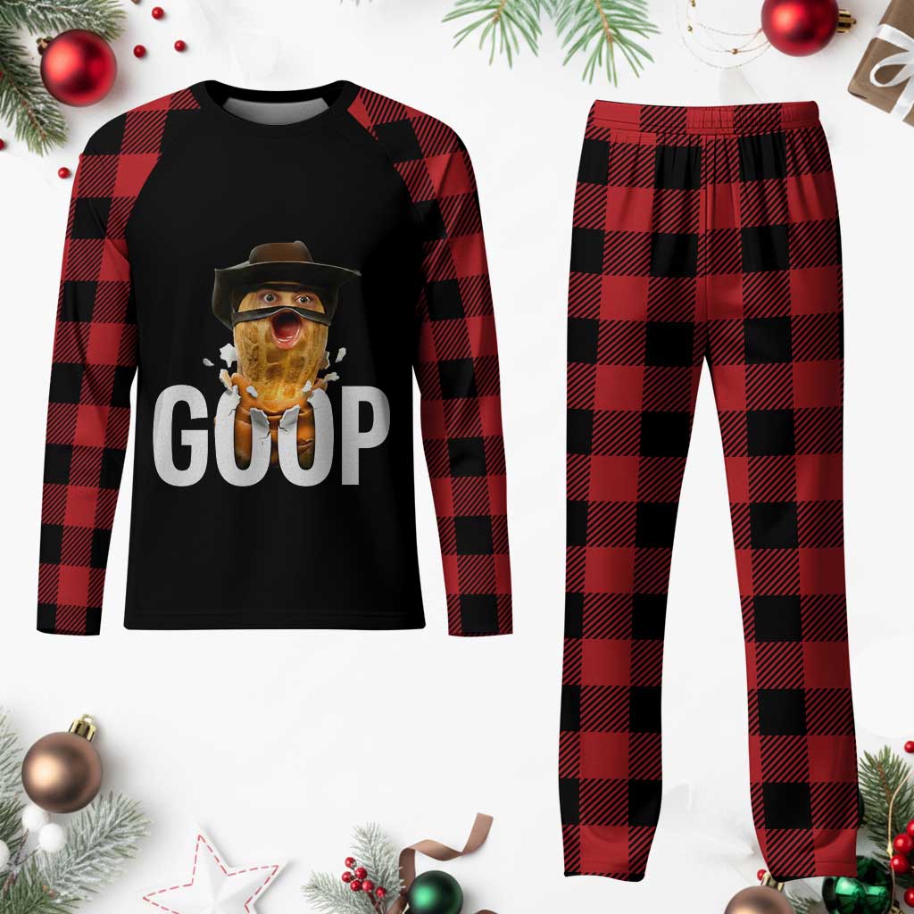 Goop Meme Explosion Plaid Pajama Set Screaming Peanut Cowboy Brainrot Energy TS02 Buffalo Plaid Print Your Wear