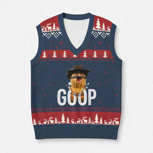 Goop Meme Explosion V-Neck Knit Sweater Vest Screaming Peanut Cowboy Brainrot Energy TS02 Navy Red Print Your Wear