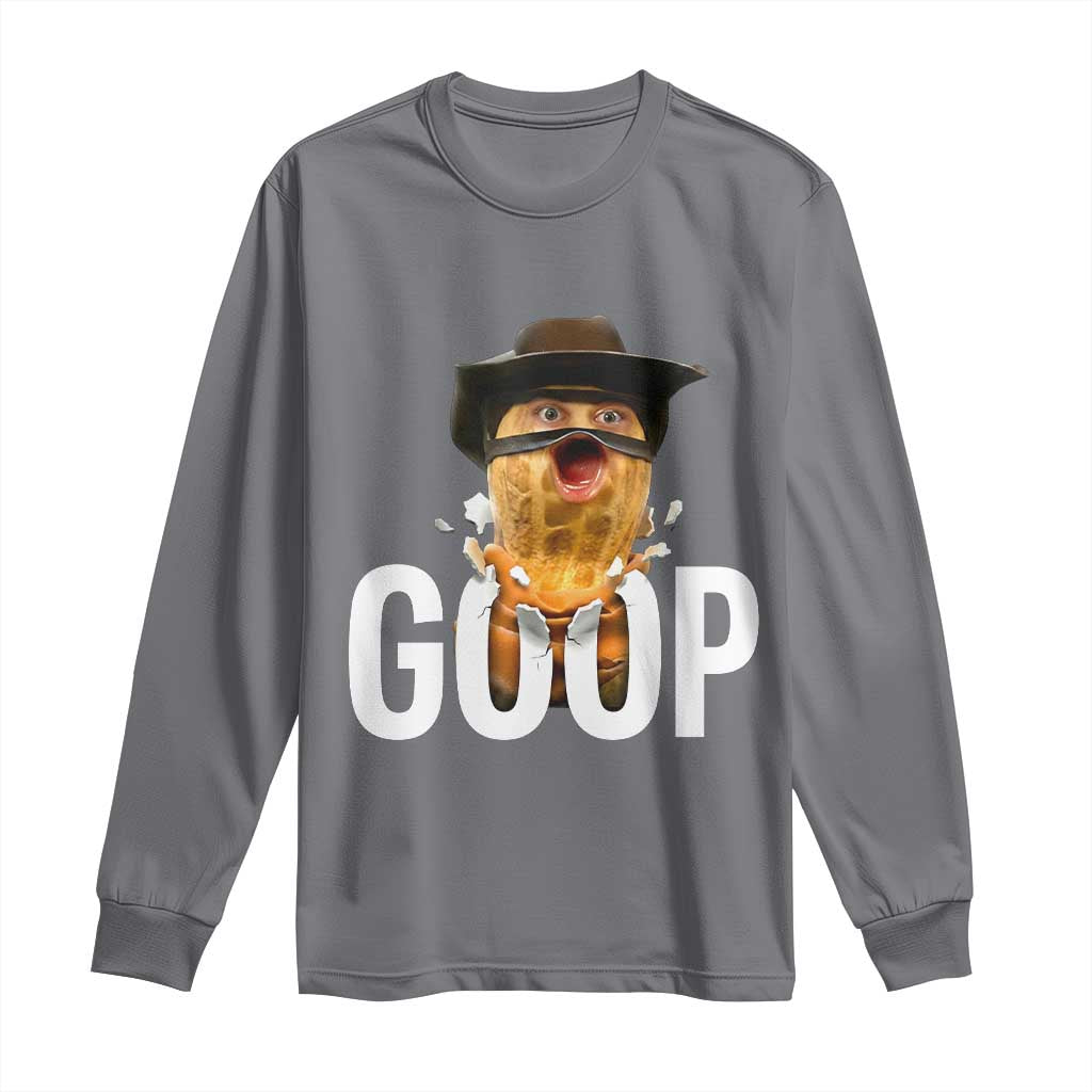 Goop Meme Explosion Long Sleeve Shirt Screaming Peanut Cowboy Brainrot Energy TS02 Charcoal Print Your Wear