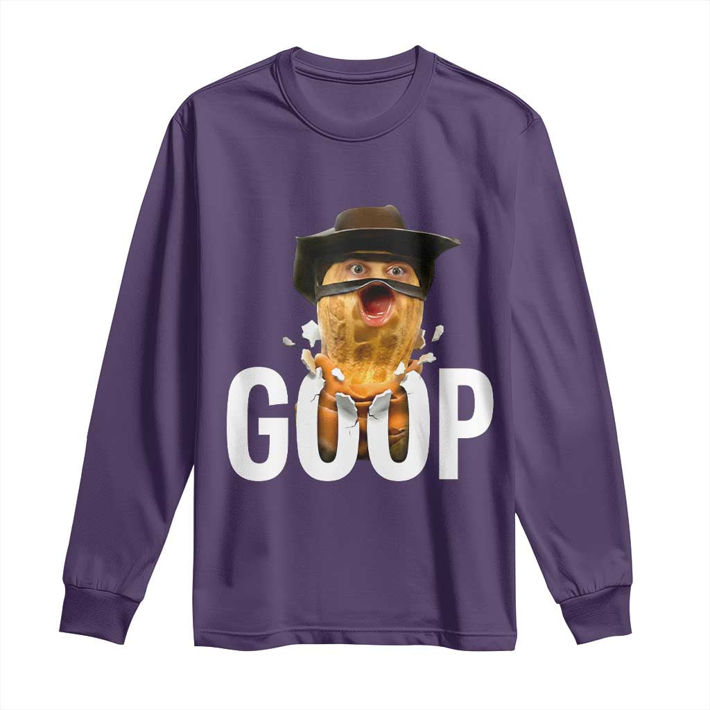 Goop Meme Explosion Long Sleeve Shirt Screaming Peanut Cowboy Brainrot Energy TS02 Purple Print Your Wear
