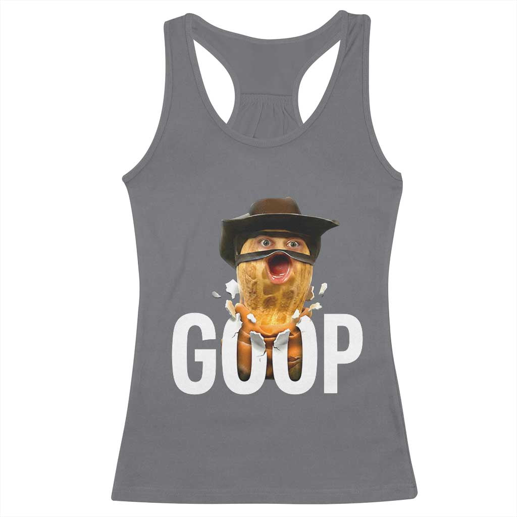 Goop Meme Explosion Racerback Tank Top Screaming Peanut Cowboy Brainrot Energy TS02 Charcoal Print Your Wear