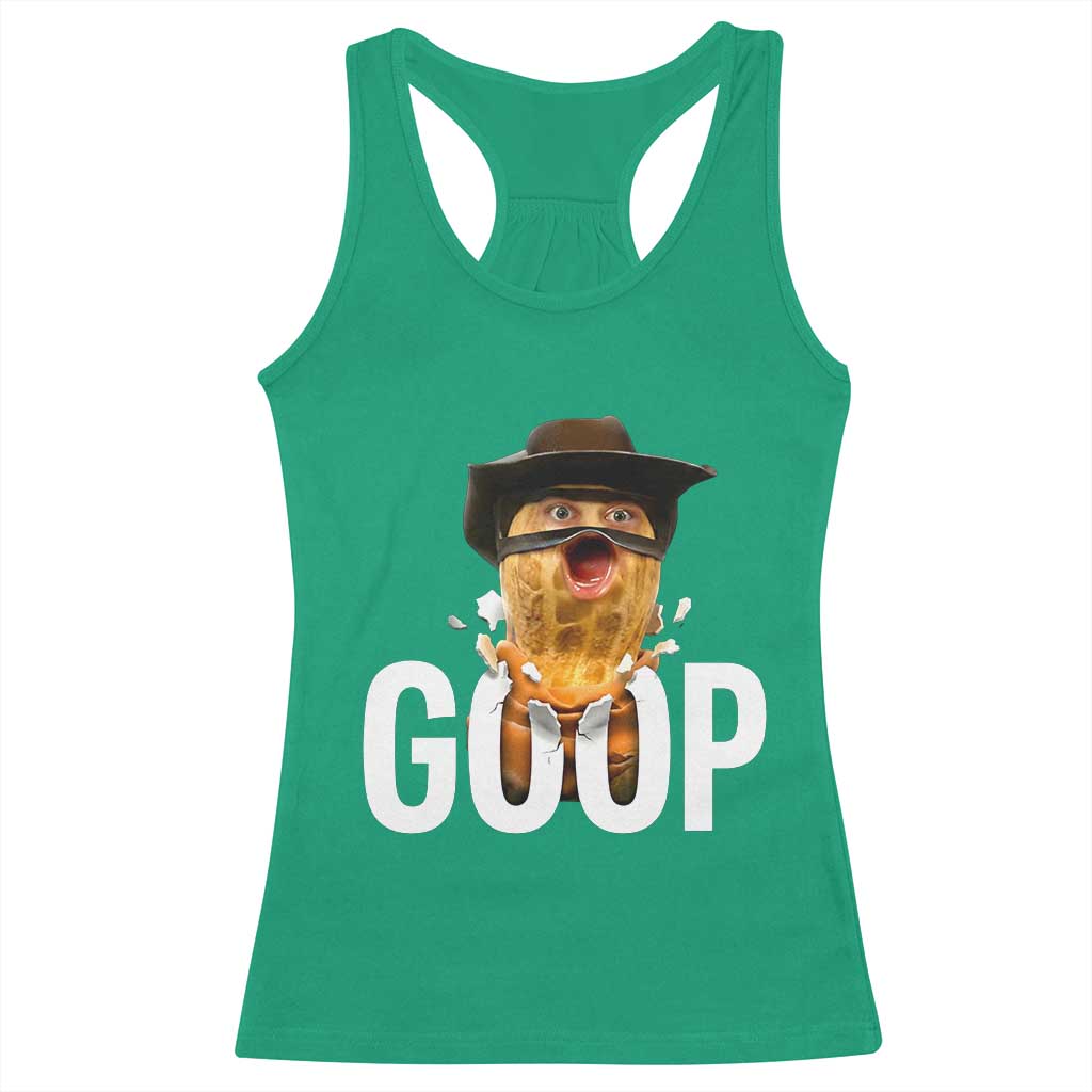 Goop Meme Explosion Racerback Tank Top Screaming Peanut Cowboy Brainrot Energy TS02 Irish Green Print Your Wear