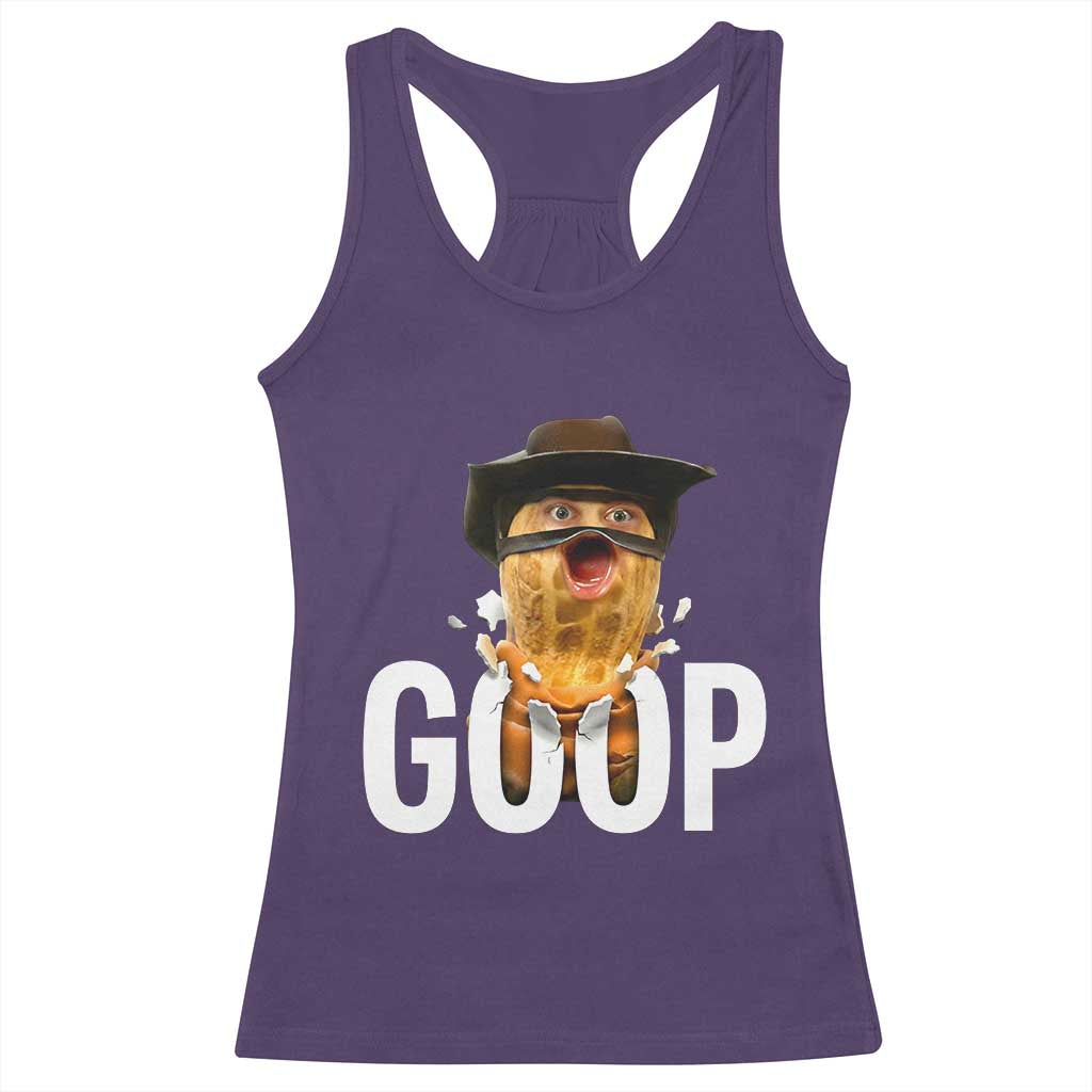 Goop Meme Explosion Racerback Tank Top Screaming Peanut Cowboy Brainrot Energy TS02 Purple Print Your Wear