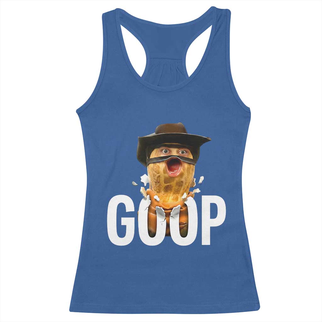 Goop Meme Explosion Racerback Tank Top Screaming Peanut Cowboy Brainrot Energy TS02 Royal Blue Print Your Wear