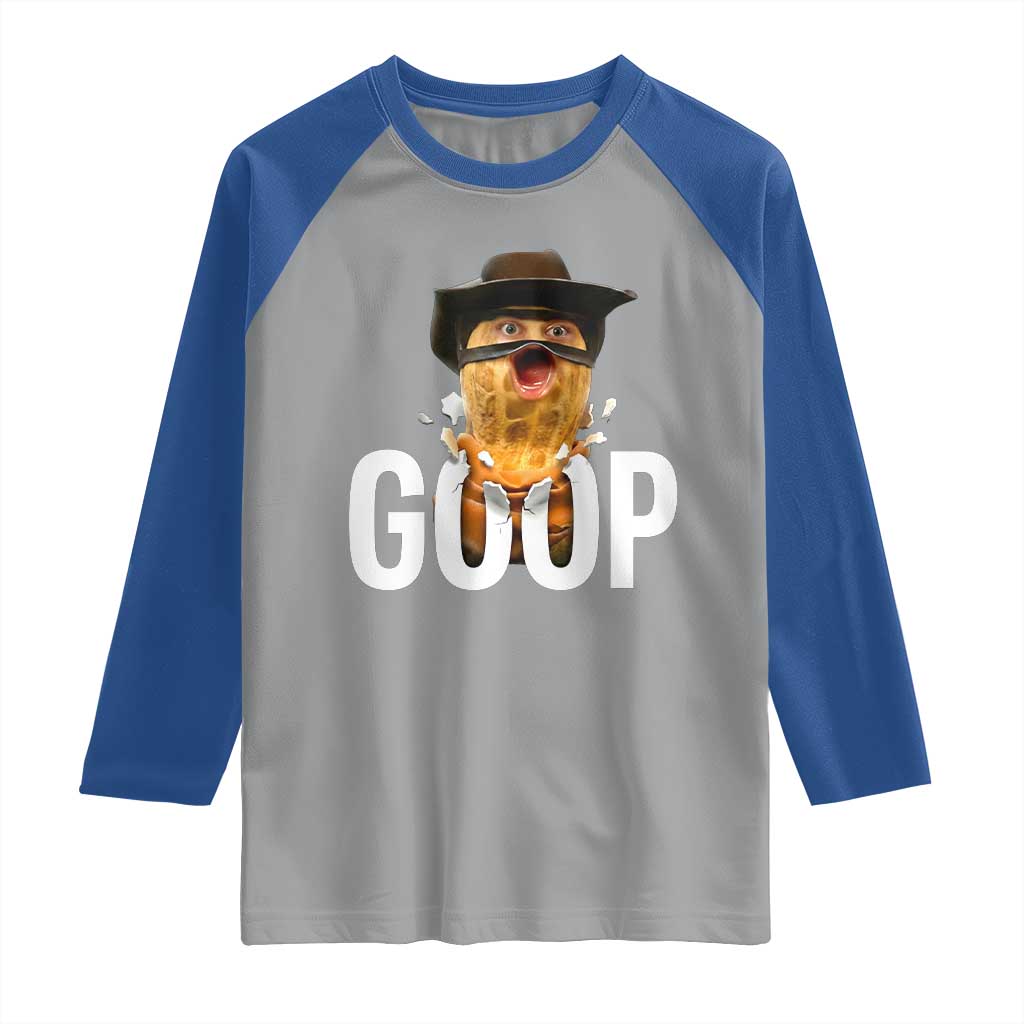 Goop Meme Explosion Raglan Shirt Screaming Peanut Cowboy Brainrot Energy TS02 Sport Gray Royal Print Your Wear