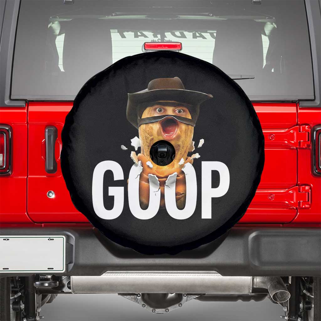 Goop Meme Explosion Spare Tire Cover Screaming Peanut Cowboy Brainrot Energy TS02 Black Print Your Wear