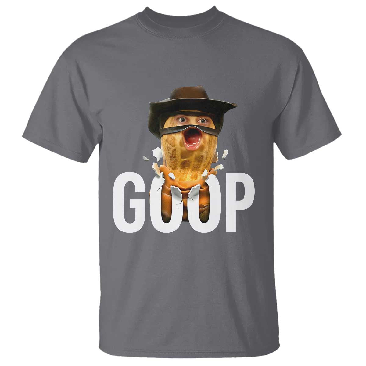 Goop Meme Explosion T Shirt Screaming Peanut Cowboy Brainrot Energy TS02 Charcoal Print Your Wear