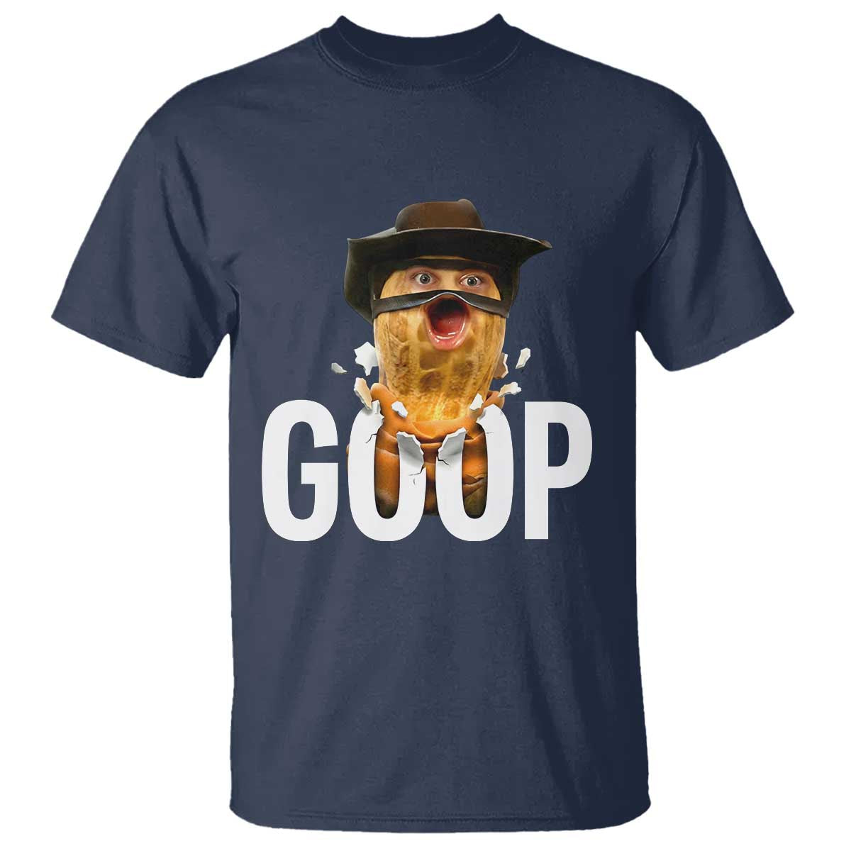 Goop Meme Explosion T Shirt Screaming Peanut Cowboy Brainrot Energy TS02 Navy Print Your Wear