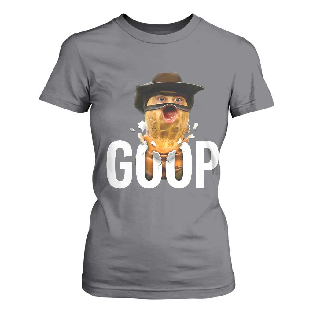 Goop Meme Explosion T Shirt For Women Screaming Peanut Cowboy Brainrot Energy TS02 Charcoal Print Your Wear