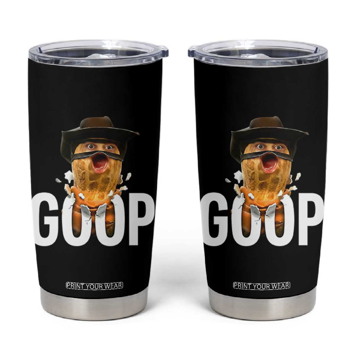 Goop Meme Explosion Tumbler Cup Screaming Peanut Cowboy Brainrot Energy TS02 Black Print Your Wear