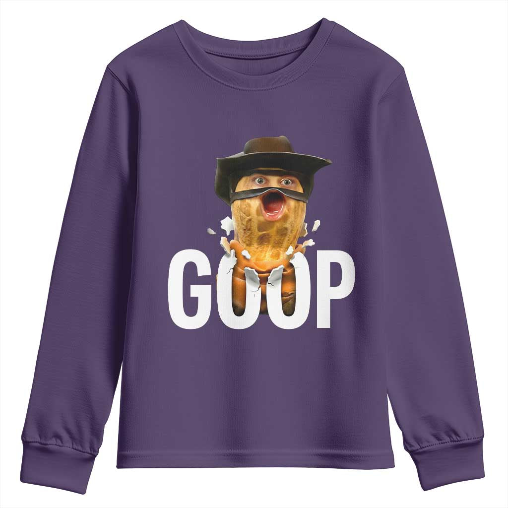 Goop Meme Explosion Youth Sweatshirt Screaming Peanut Cowboy Brainrot Energy TS02 Purple Print Your Wear