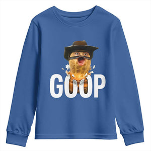 Goop Meme Explosion Youth Sweatshirt Screaming Peanut Cowboy Brainrot Energy TS02 Royal Blue Print Your Wear