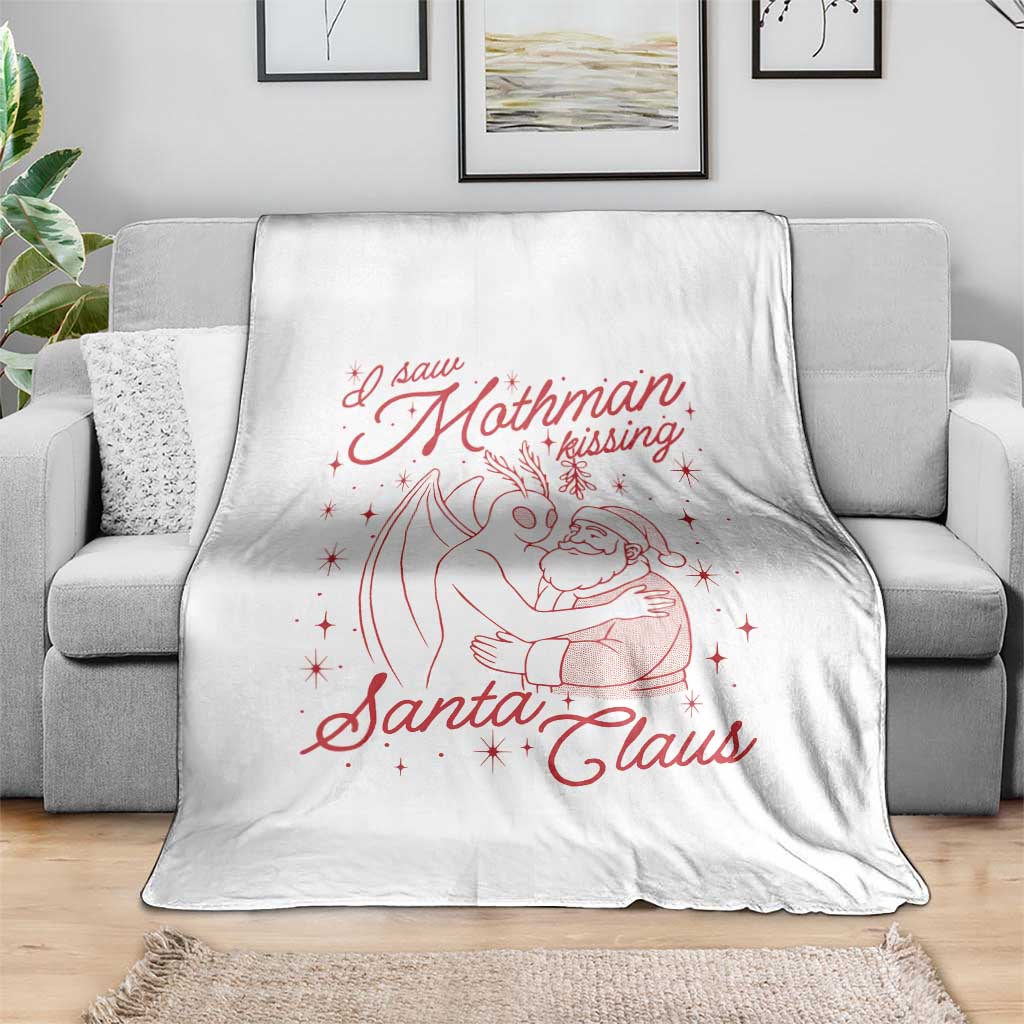 I Saw Mothman Kissing Santa Claus Throw Blanket Funny Cryptid Christmas Gag Gift TS02 Print Your Wear