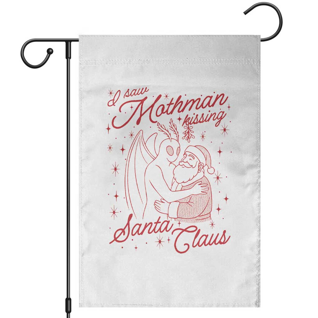 I Saw Mothman Kissing Santa Claus Garden Flag Funny Cryptid Christmas Gag Gift TS02 White Print Your Wear