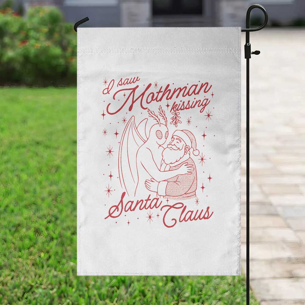 I Saw Mothman Kissing Santa Claus Garden Flag Funny Cryptid Christmas Gag Gift TS02 Print Your Wear