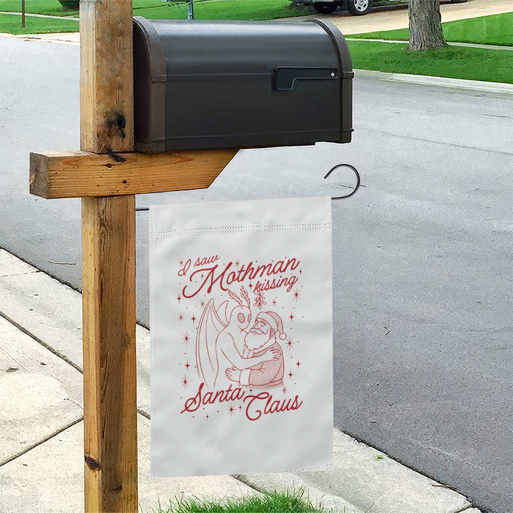 I Saw Mothman Kissing Santa Claus Garden Flag Funny Cryptid Christmas Gag Gift TS02 Print Your Wear