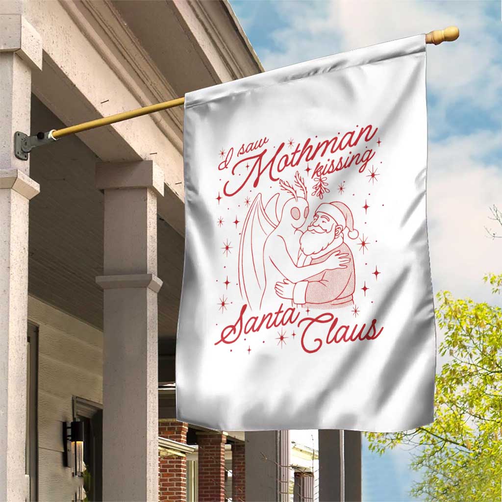 I Saw Mothman Kissing Santa Claus Garden Flag Funny Cryptid Christmas Gag Gift TS02 Print Your Wear