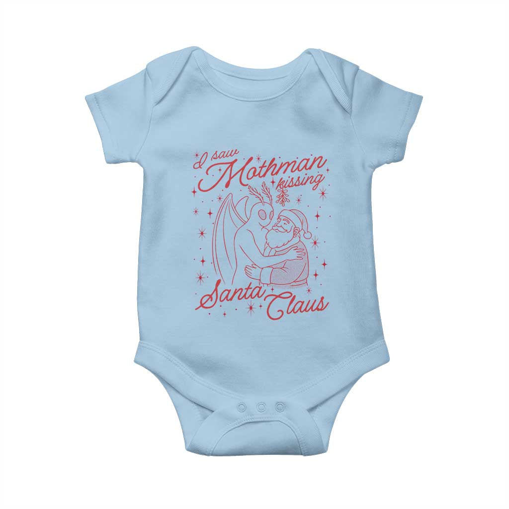 I Saw Mothman Kissing Santa Claus Baby Onesie Funny Cryptid Christmas Gag Gift TS02 Light Blue Print Your Wear