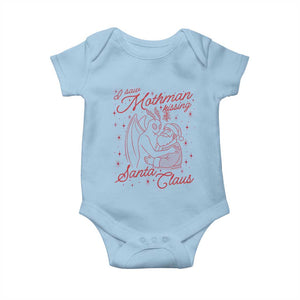 I Saw Mothman Kissing Santa Claus Baby Onesie Funny Cryptid Christmas Gag Gift TS02 Light Blue Print Your Wear